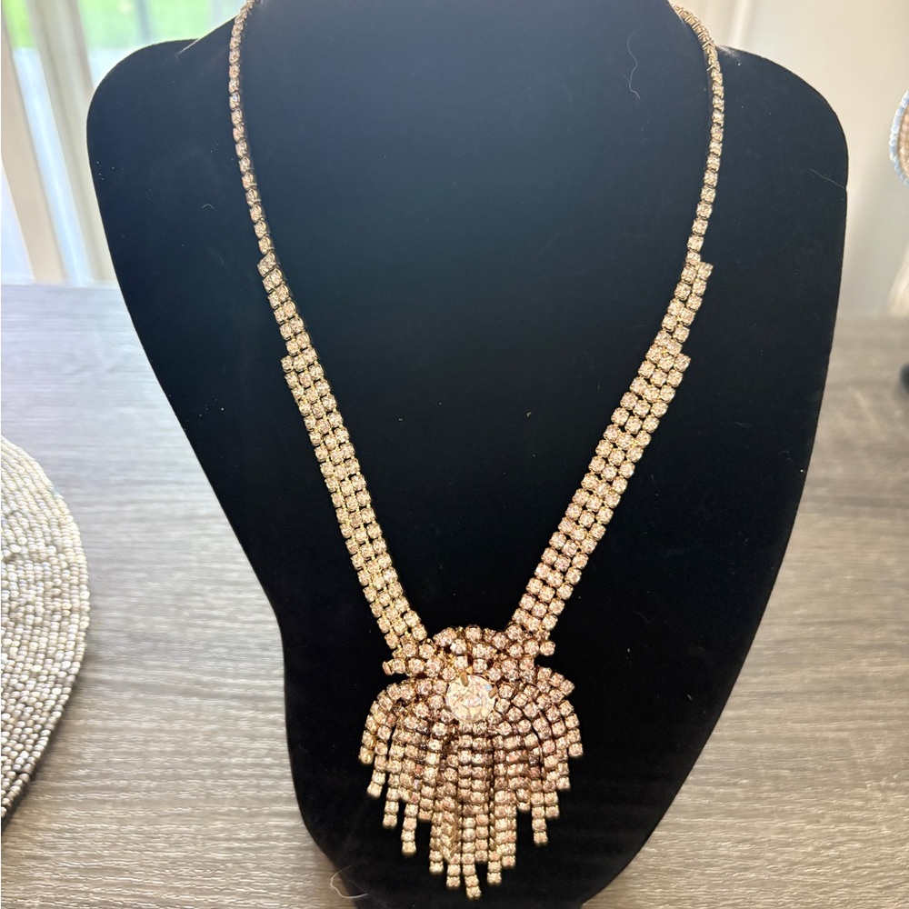 Gold Necklace with Crystal Accents